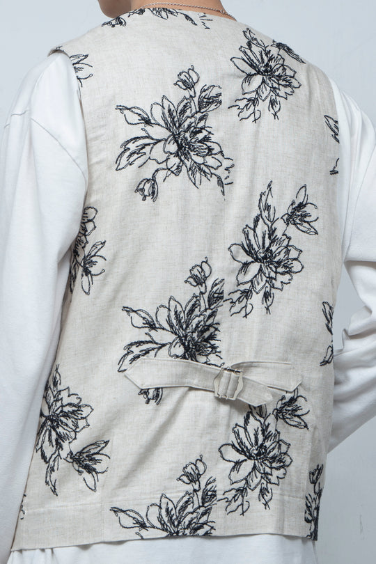 Floral patterns vest White