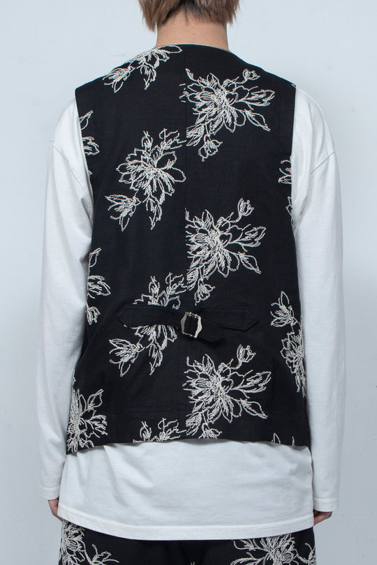 Floral patterns vest Black