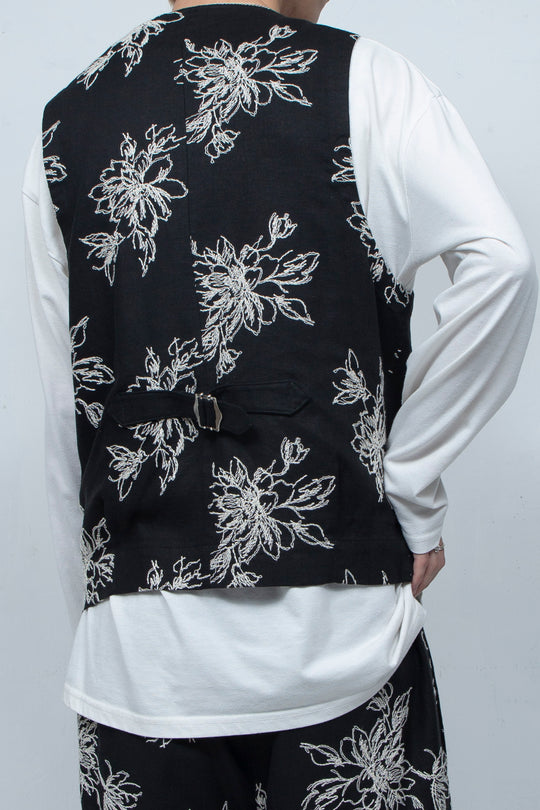 Floral patterns vest Black