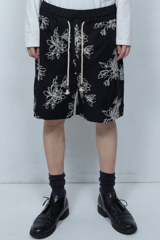 Floral patterns shorts Black