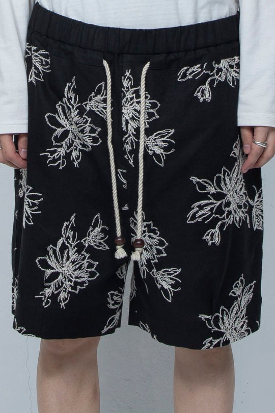 Floral patterns shorts Black