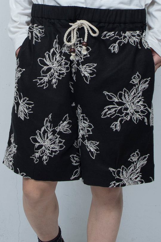 Floral patterns shorts Black