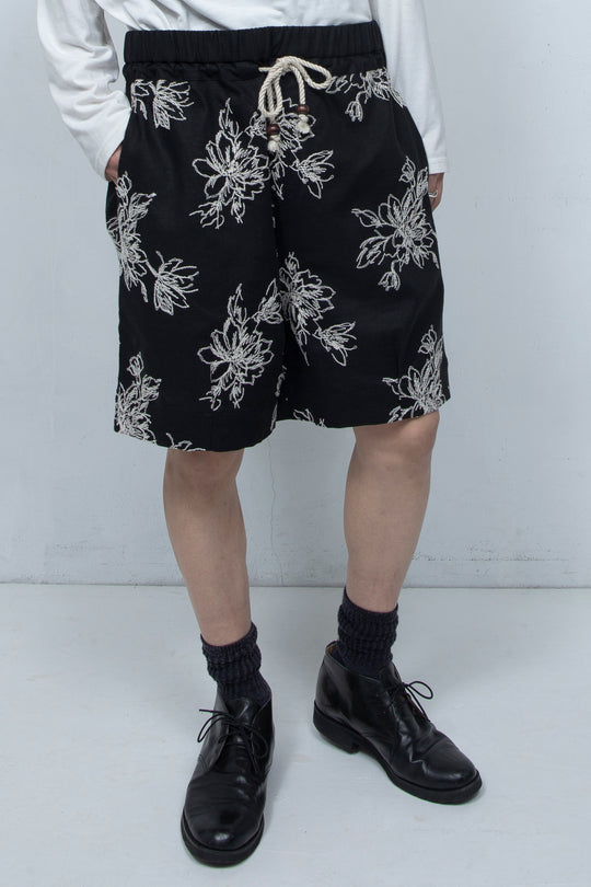 Floral patterns shorts Black