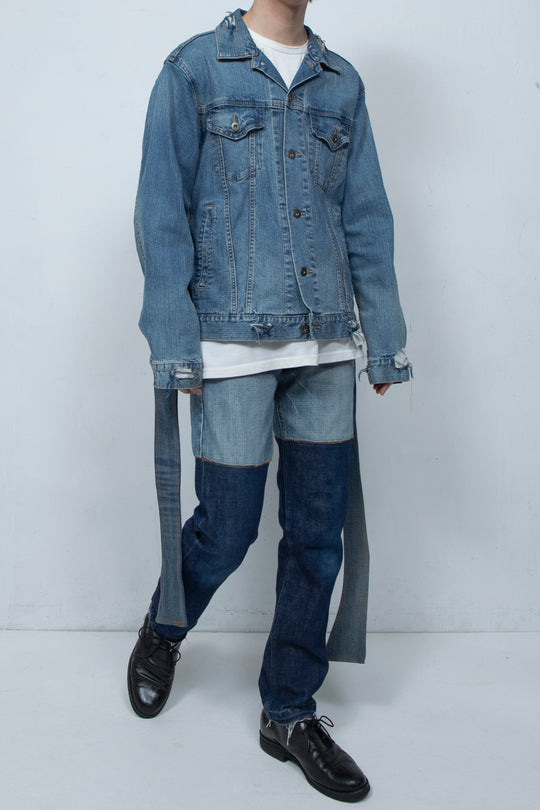 BICOLOR DENIM PANTS