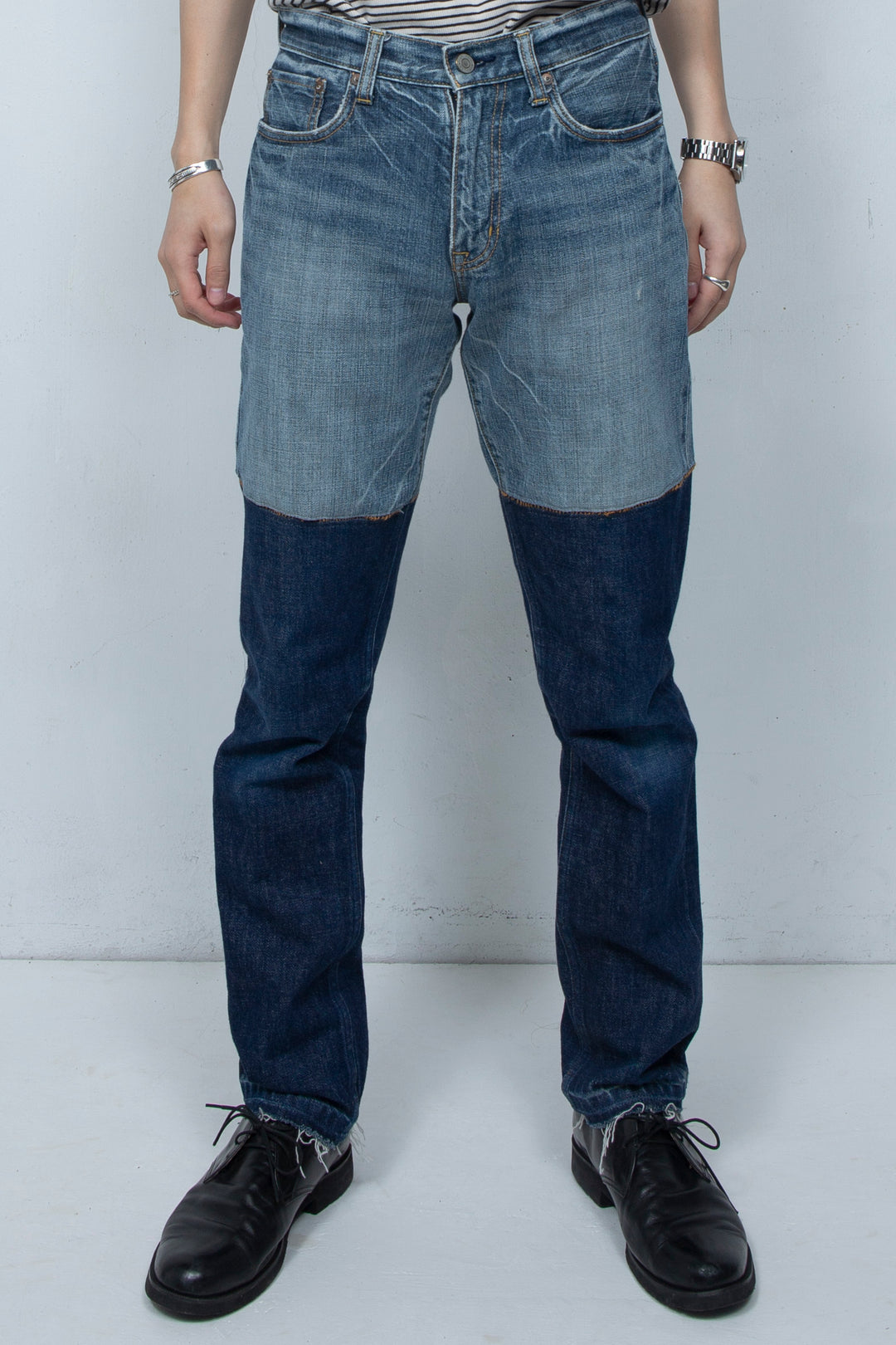 BICOLOR DENIM PANTS