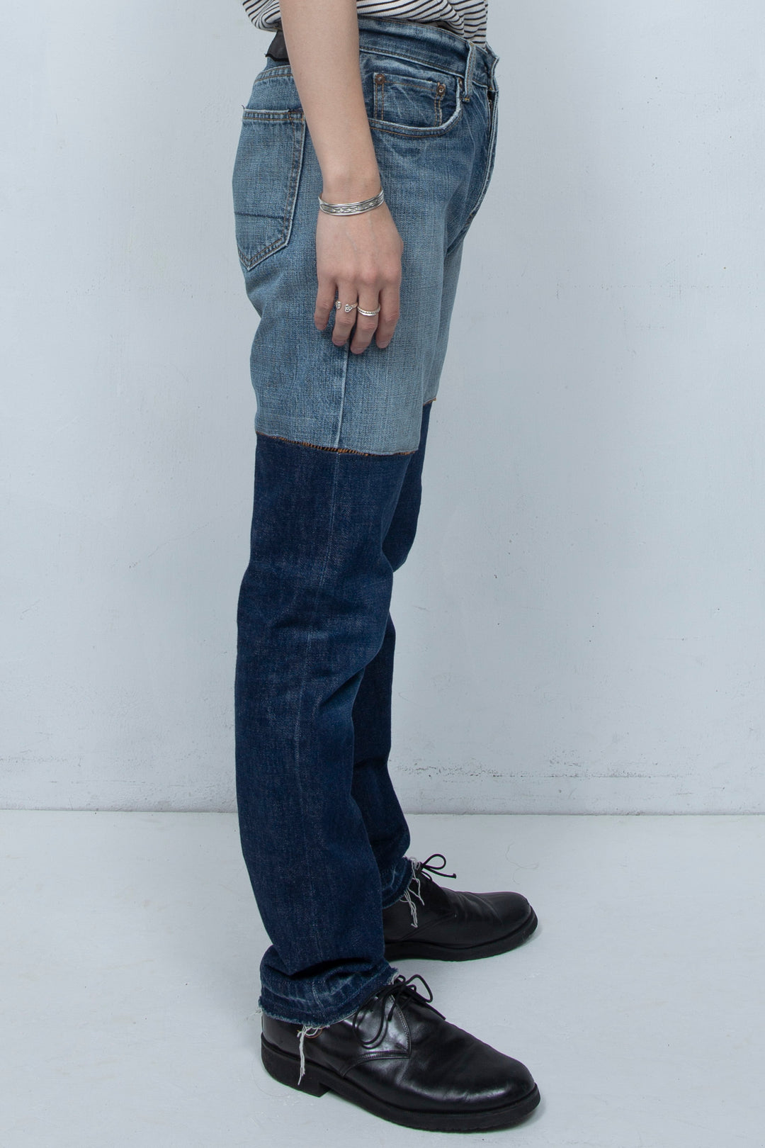 BICOLOR DENIM PANTS