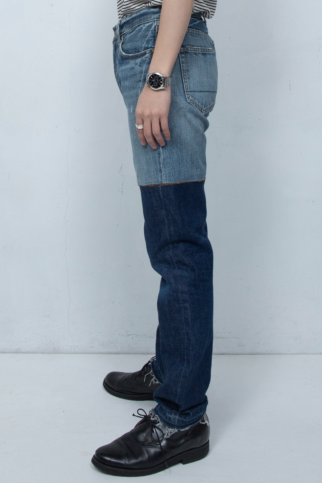 BICOLOR DENIM PANTS