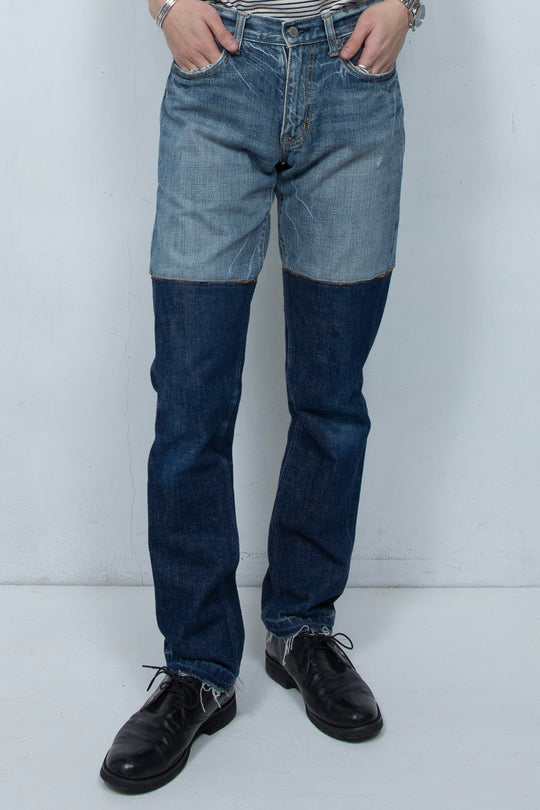 BICOLOR DENIM PANTS