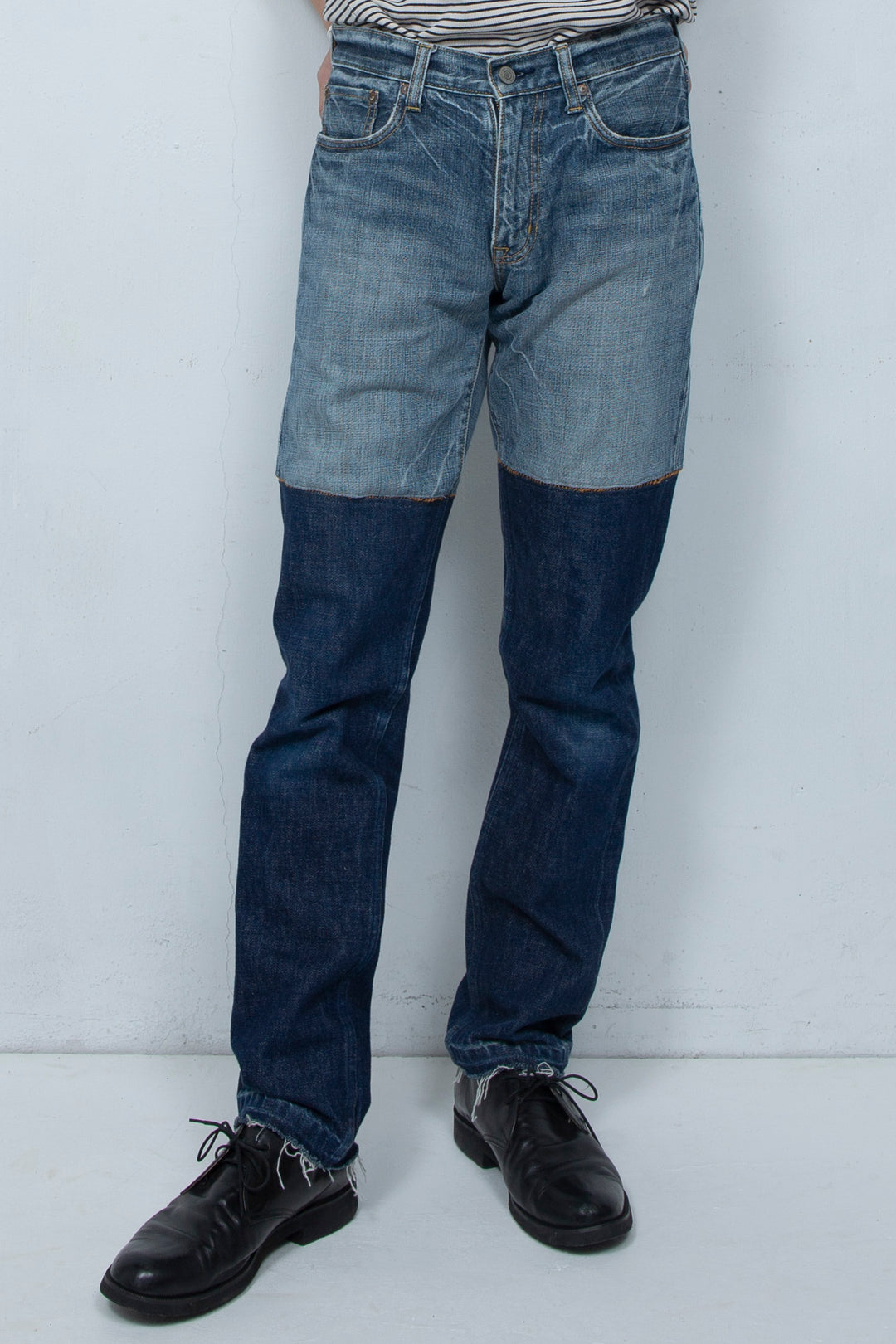 BICOLOR DENIM PANTS