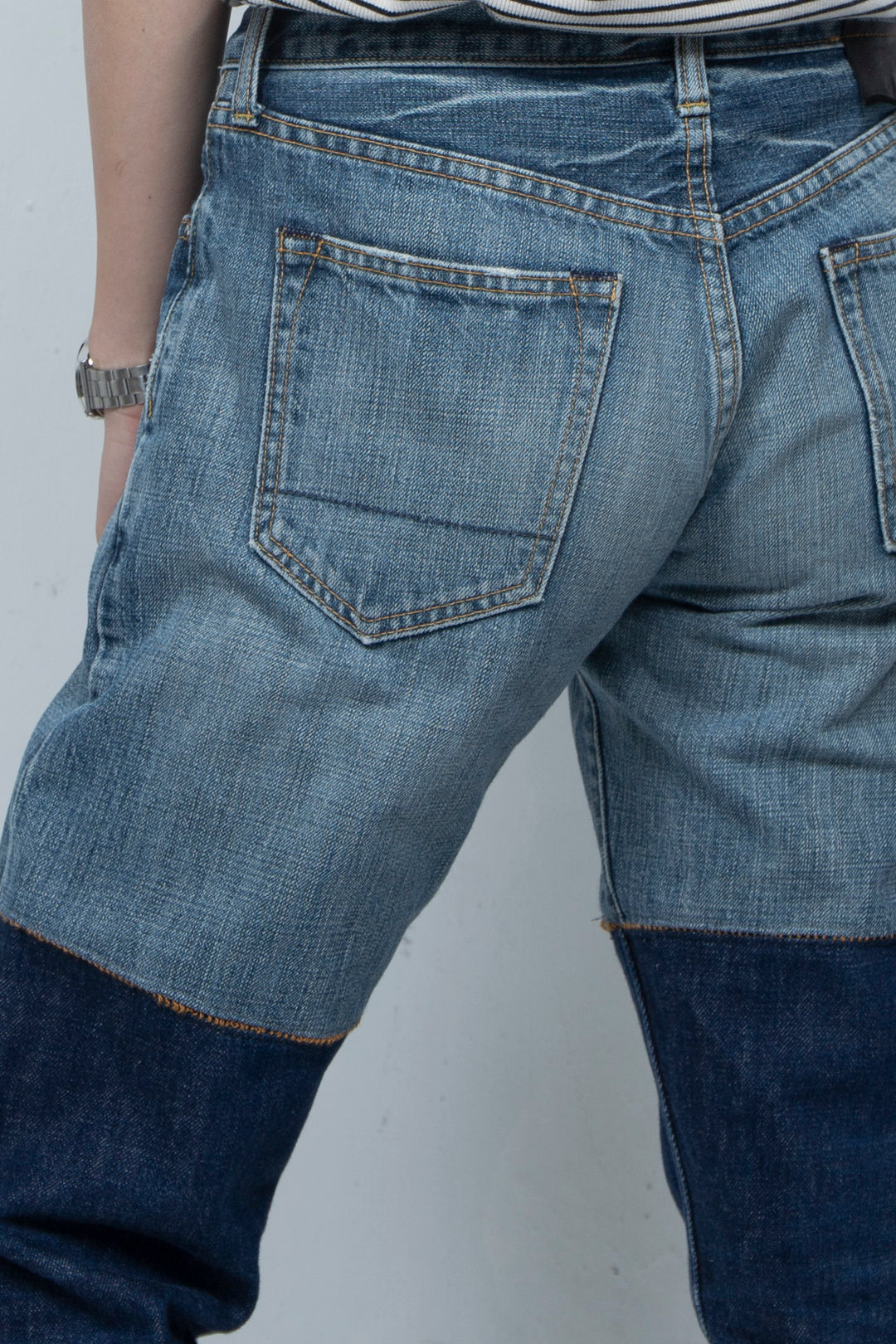 BICOLOR DENIM PANTS