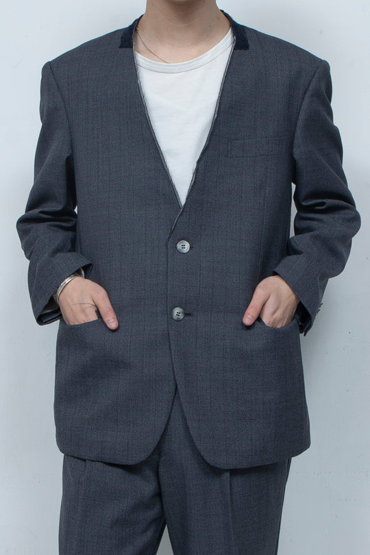 COLLARLESS ADJUSTABLE JACKET GREY