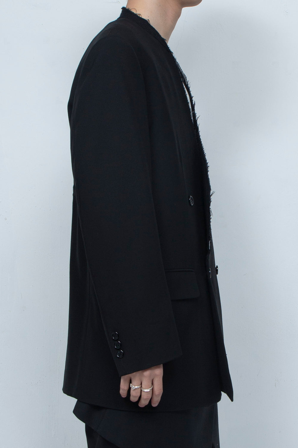 COLLARLESS ADJUSTABLE JACKET BLACK