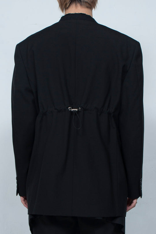 COLLARLESS ADJUSTABLE JACKET BLACK