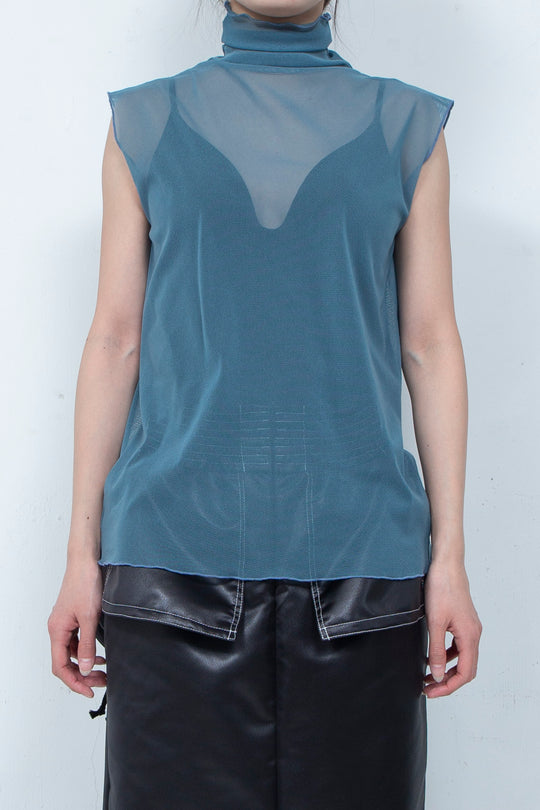 Net tulle Tank top BLUE