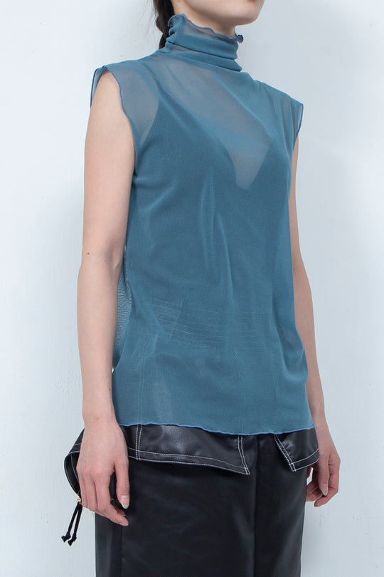 Net tulle Tank top BLUE