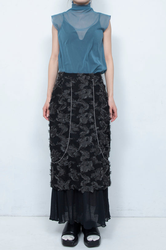 Bloom Jacquard Pencil Skirt BLACK