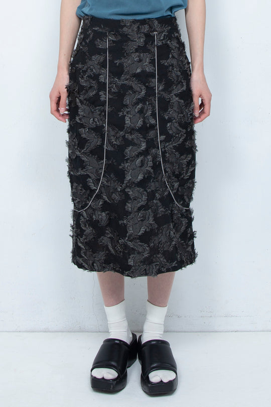 Bloom Jacquard Pencil Skirt BLACK