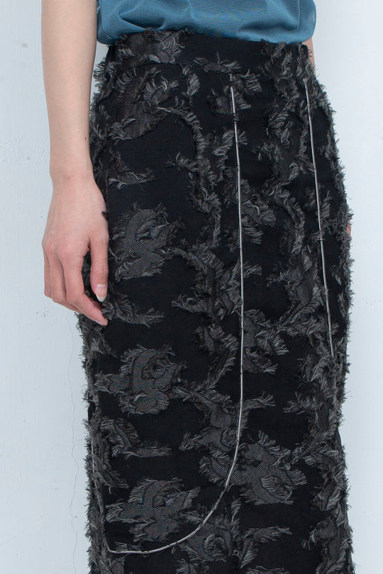 Bloom Jacquard Pencil Skirt BLACK