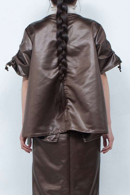 Leather-like tops BROWN