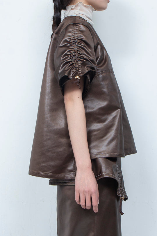 Leather-like tops BROWN