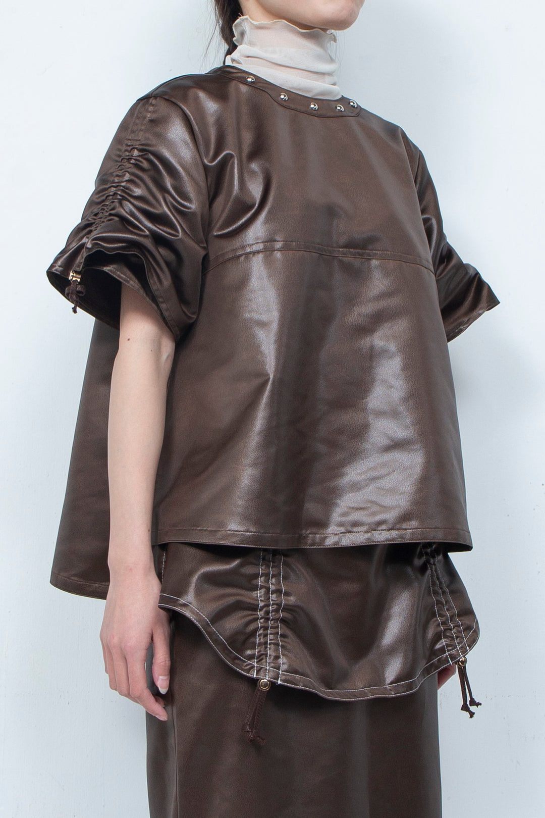 Leather-like tops BROWN