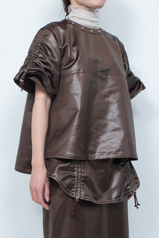 Leather-like tops BROWN