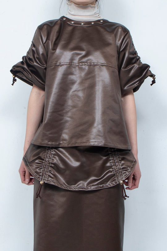 Leather-like tops BROWN