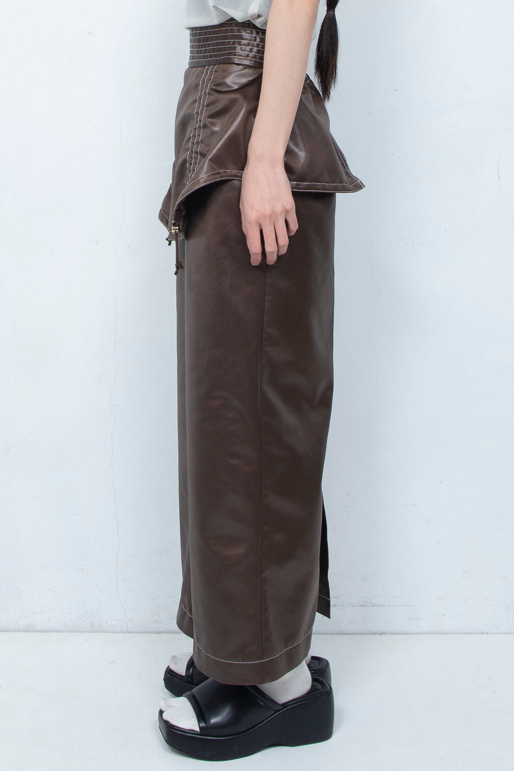 Leather-like Skirt BROWN