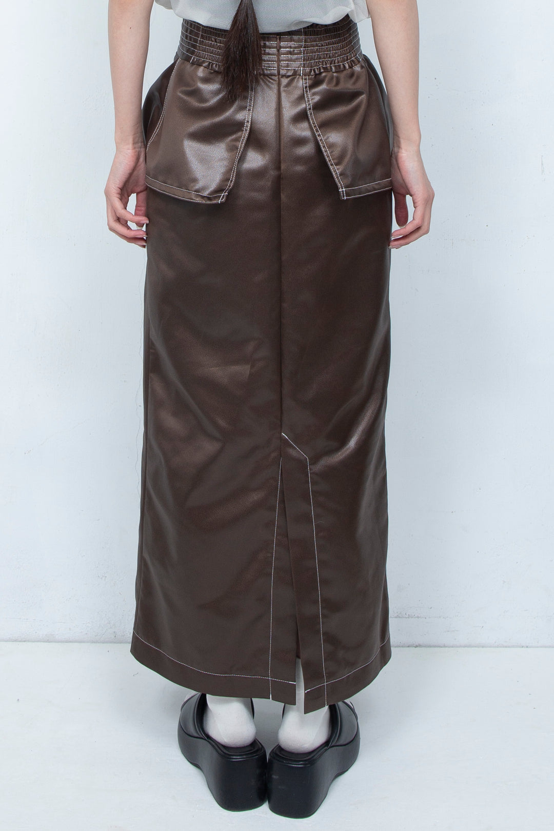 Leather-like Skirt BROWN