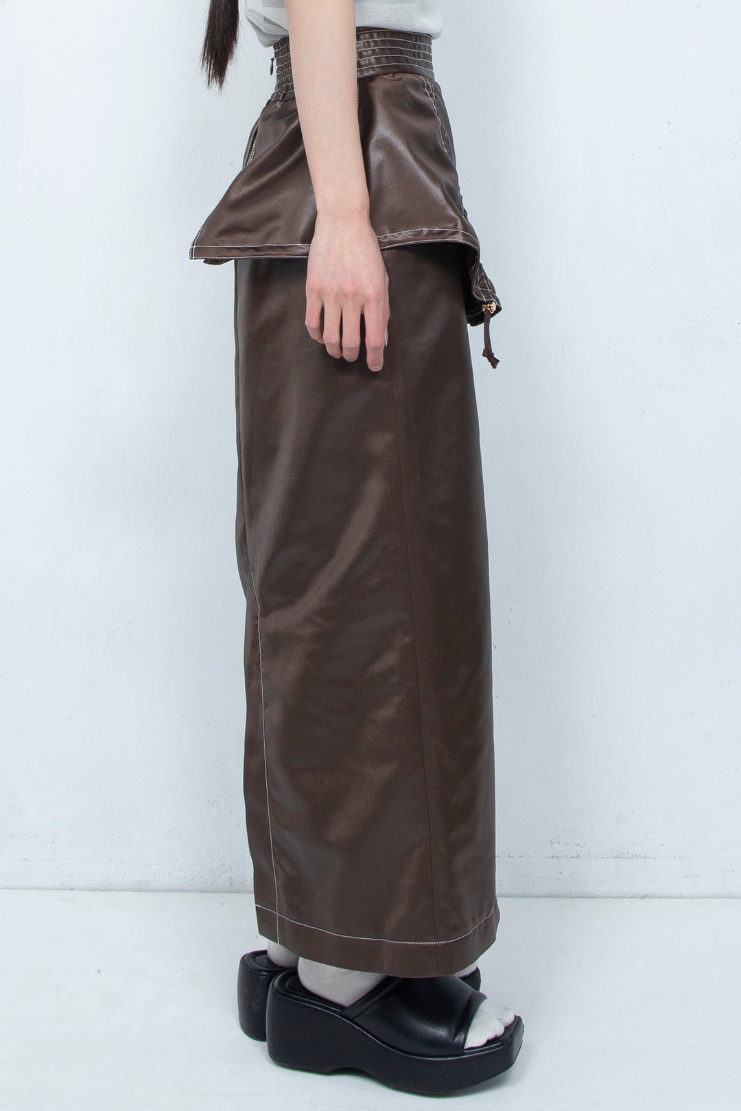 Leather-like Skirt BROWN