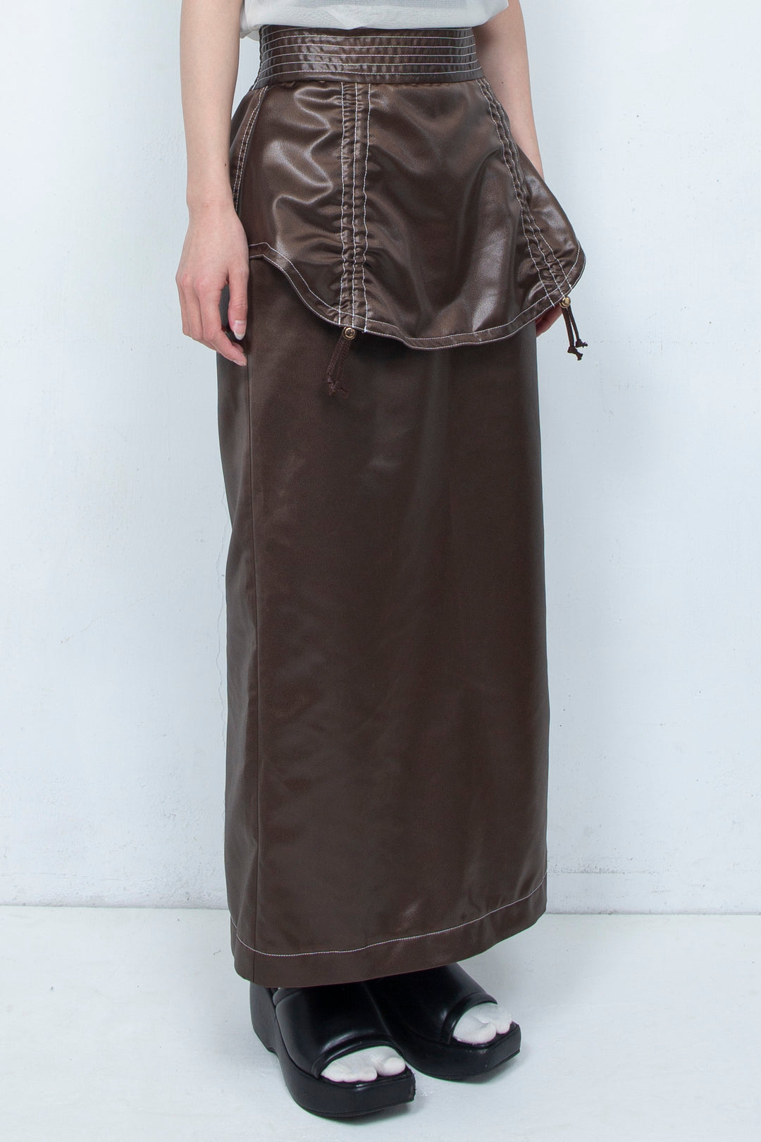 Leather-like Skirt BROWN