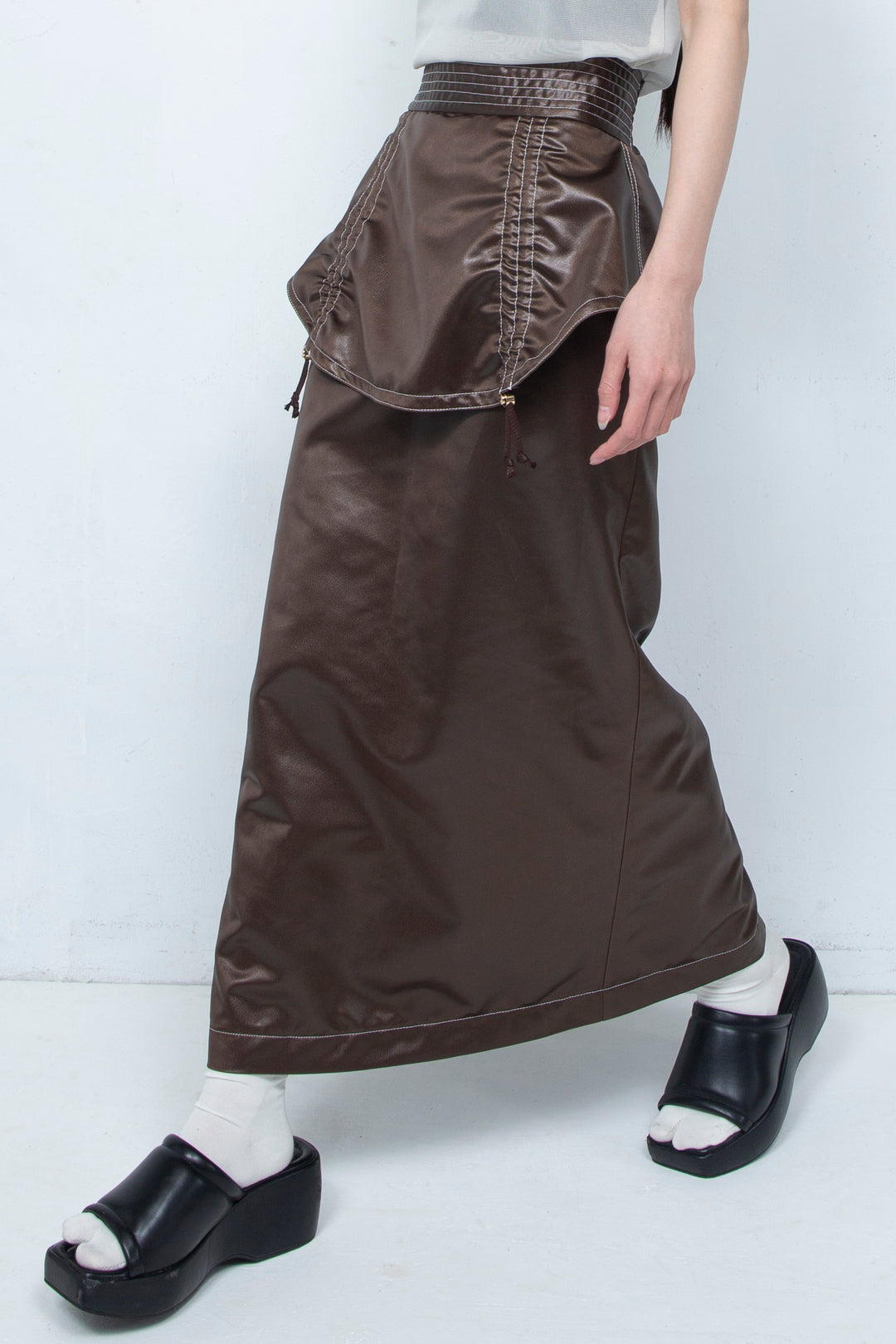 Leather-like Skirt BROWN