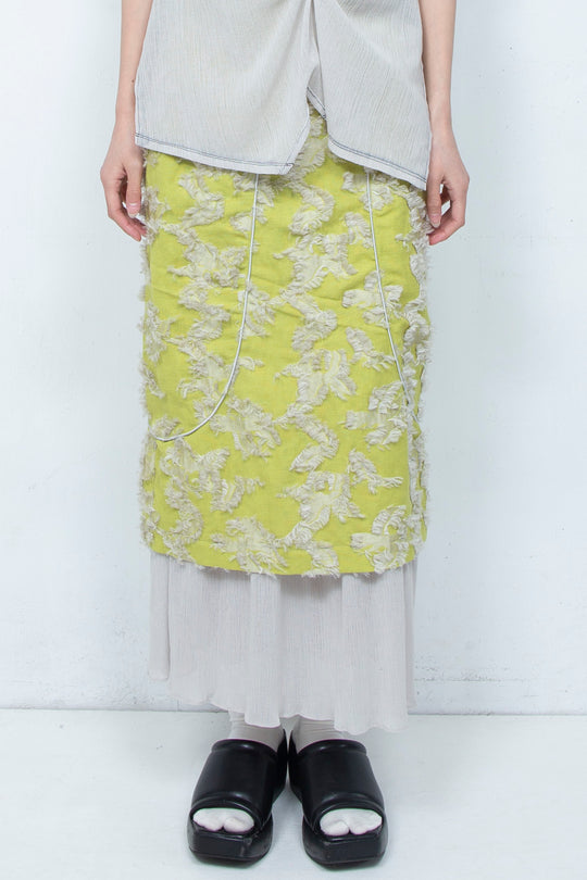 Bloom Jacquard Pencil Skirt LIME