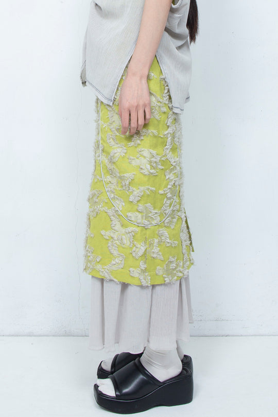 Bloom Jacquard Pencil Skirt LIME