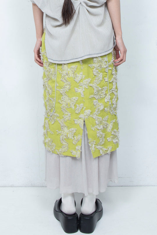 Bloom Jacquard Pencil Skirt LIME