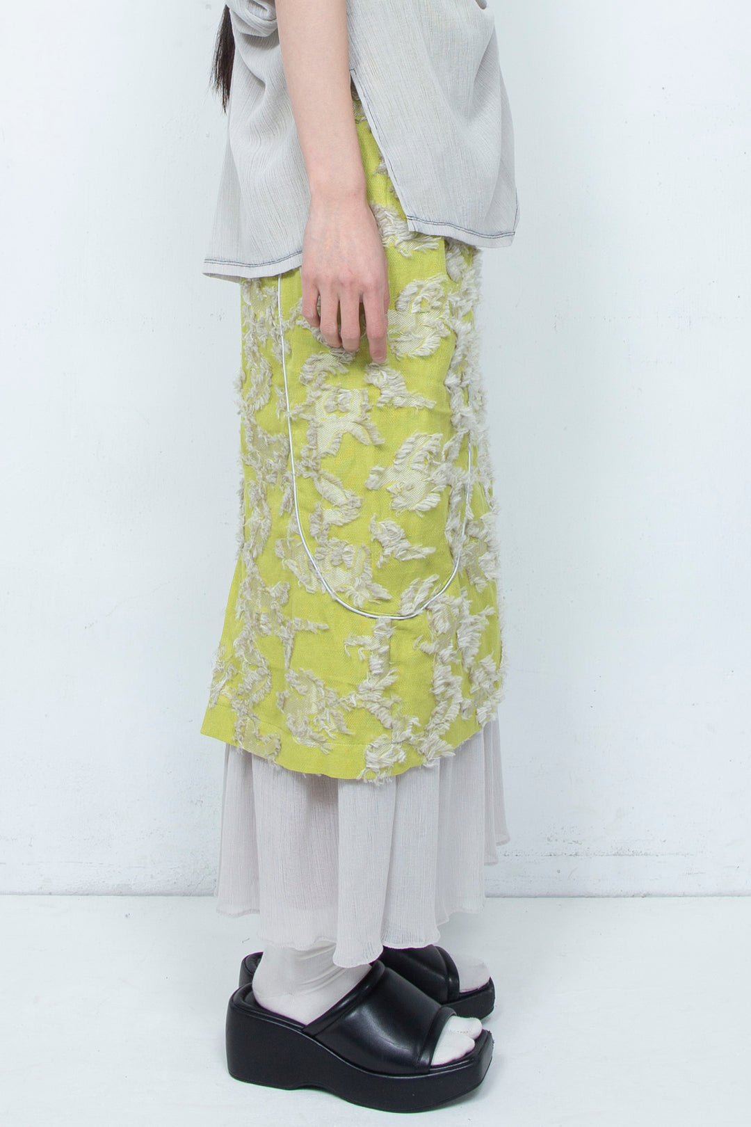 Bloom Jacquard Pencil Skirt LIME