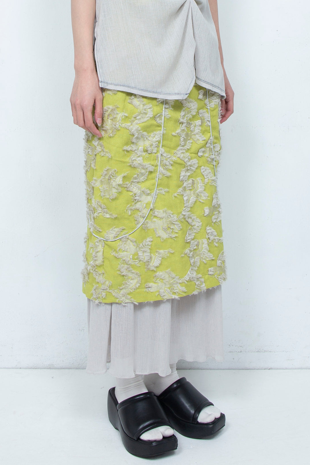 Bloom Jacquard Pencil Skirt LIME