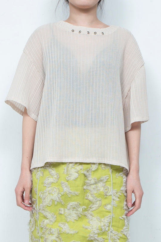 Pleats-like T-shirt IVORY