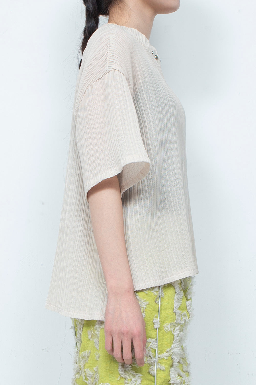 Pleats-like T-shirt IVORY