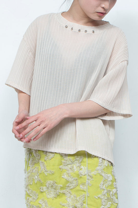 Pleats-like T-shirt IVORY