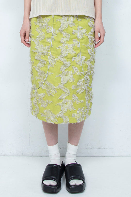 Bloom Jacquard Pencil Skirt LIME