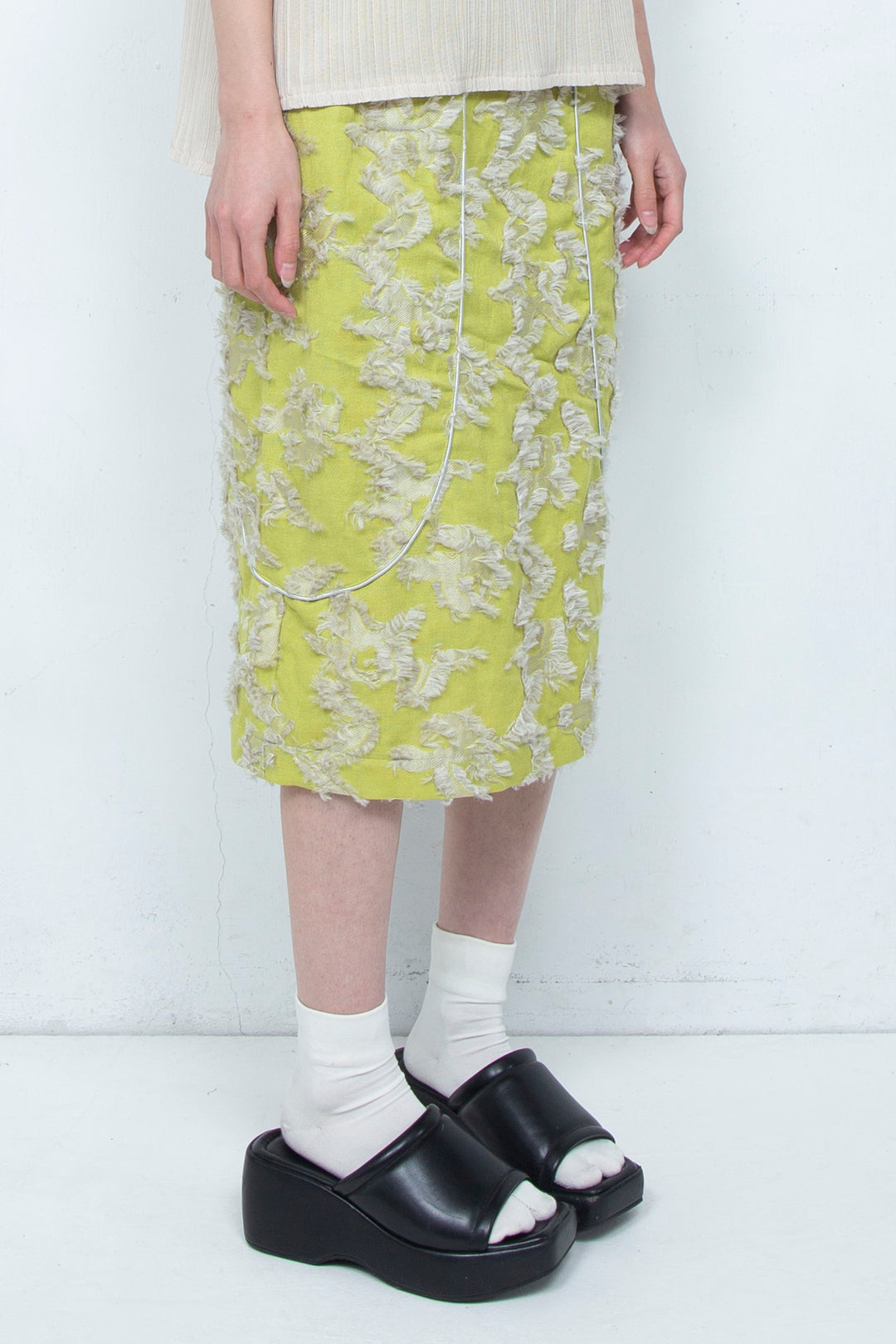 Bloom Jacquard Pencil Skirt LIME