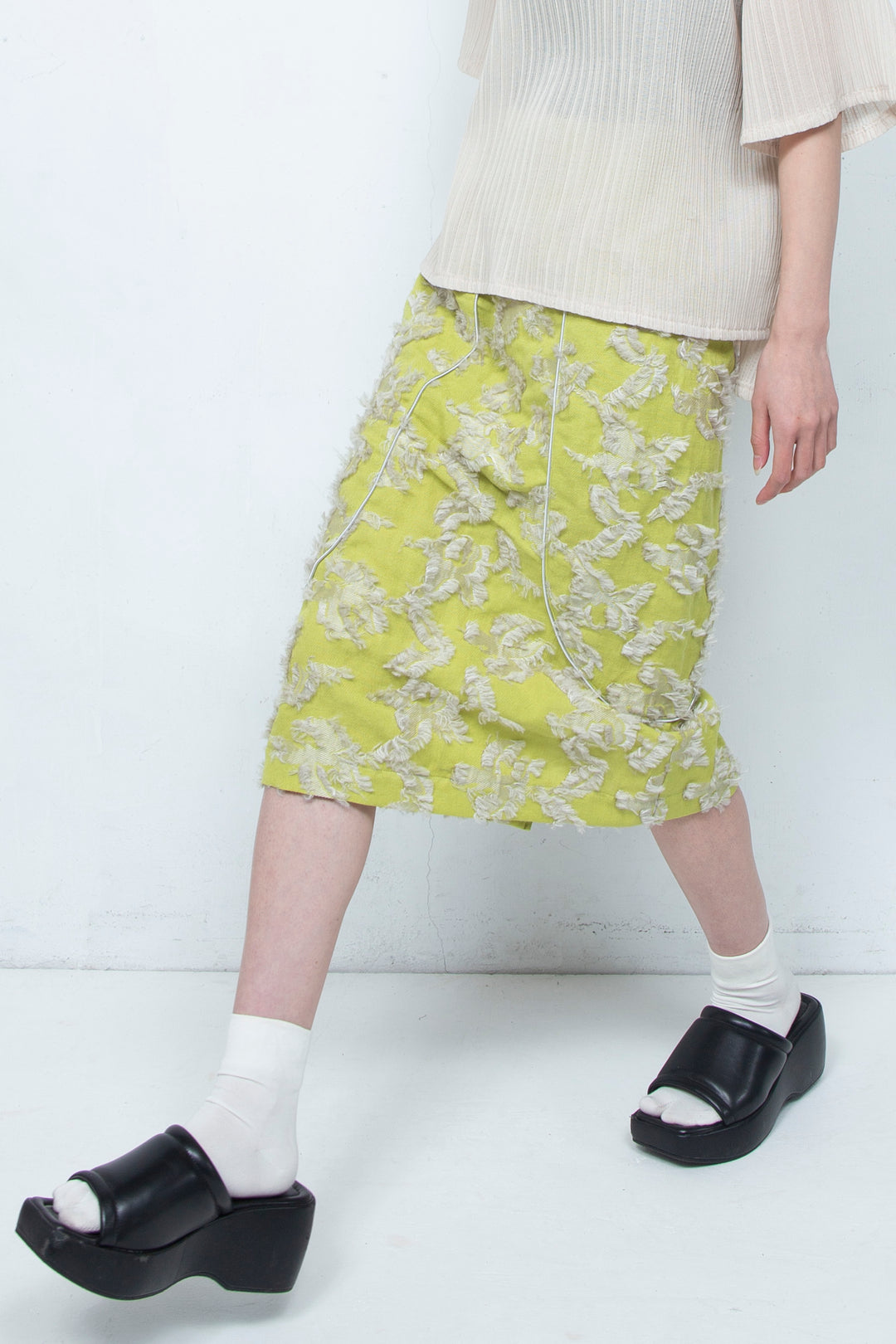 Bloom Jacquard Pencil Skirt LIME