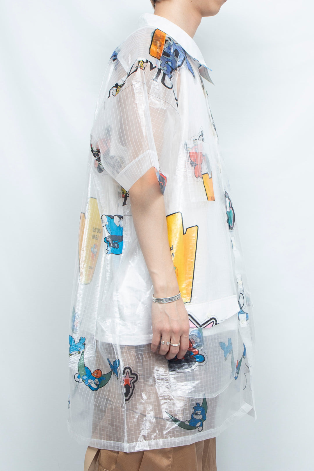 TRANSPARENT GRID WORK SHIRT/ATOZ WHITE