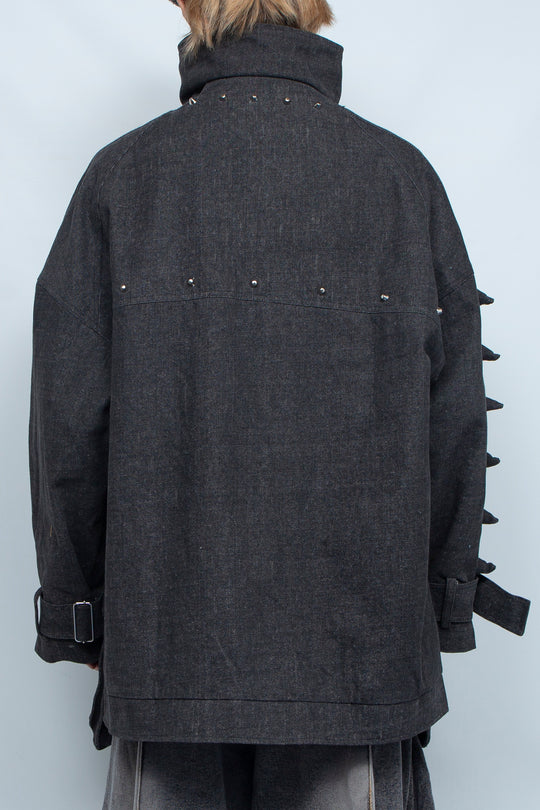 Black little dinosaur denim jacket with spikes