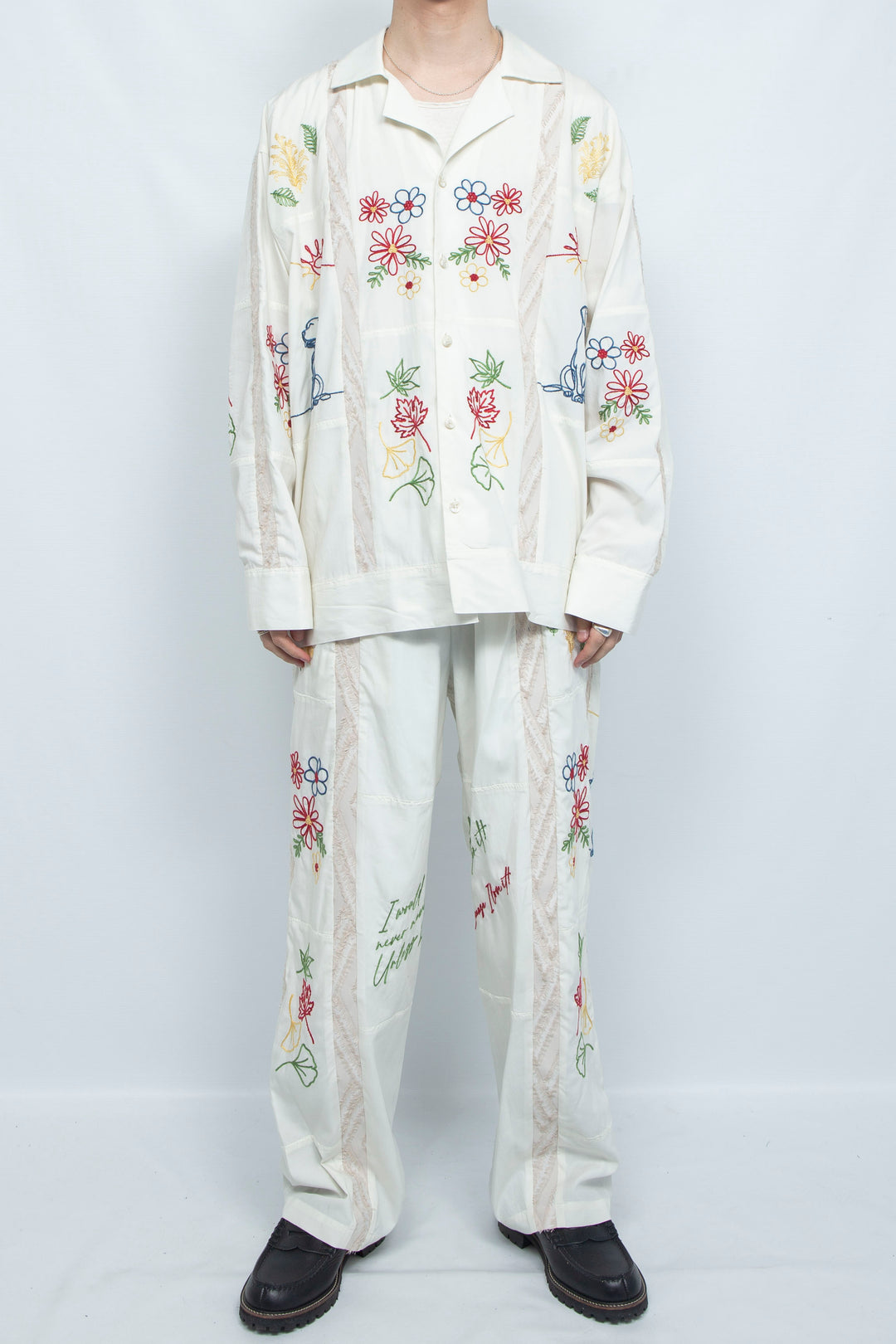 "DIEGO” Embroidered Patchwork Shirts IVORY