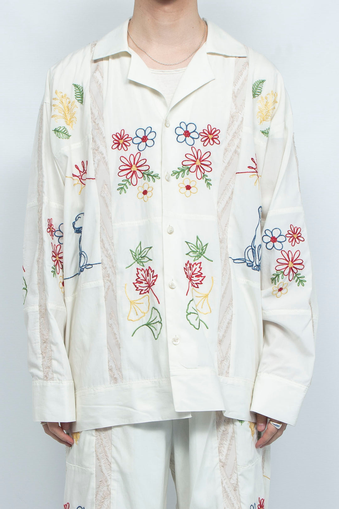 "DIEGO” Embroidered Patchwork Shirts IVORY