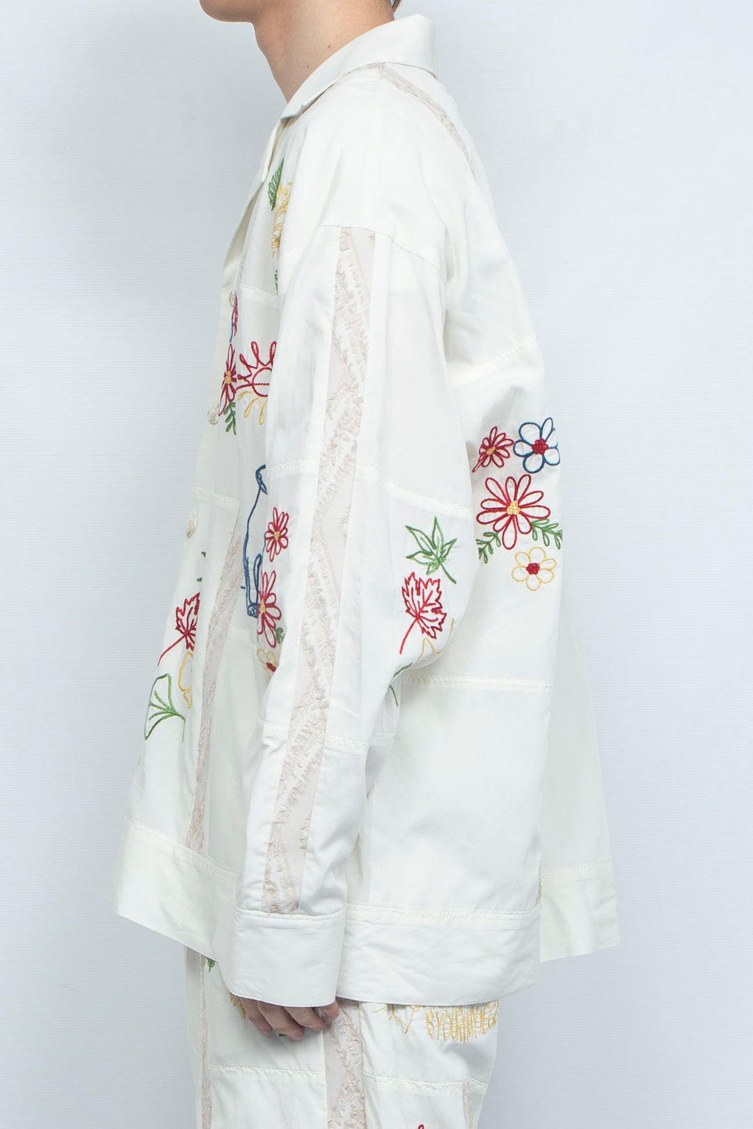 "DIEGO” Embroidered Patchwork Shirts IVORY