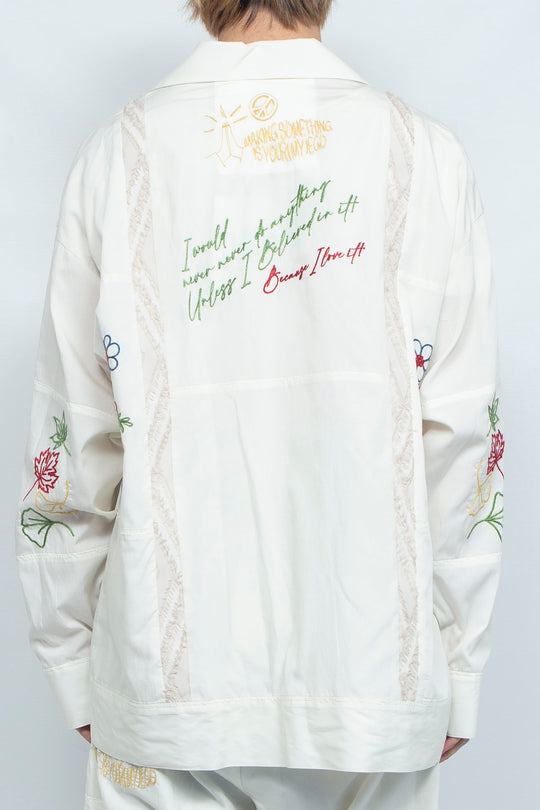 "DIEGO” Embroidered Patchwork Shirts IVORY