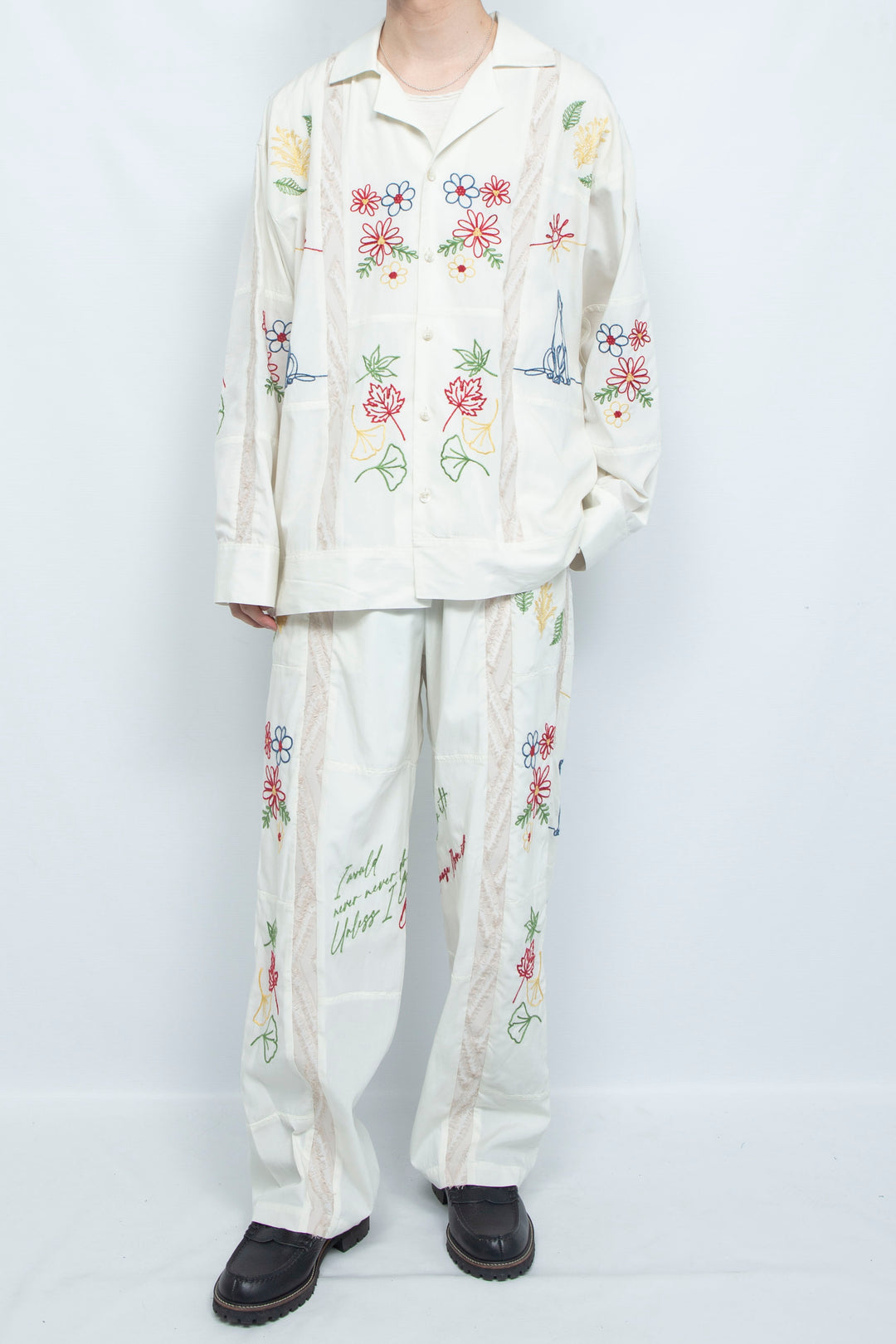 "DIEGO” Embroidered Patchwork Shirts IVORY